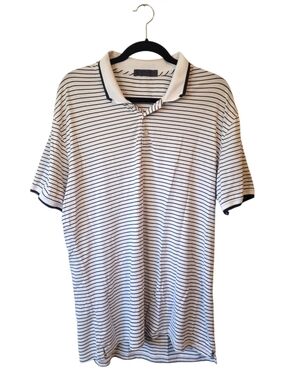 G/FORE Men's White Golf Polo with Black Stripes Size L